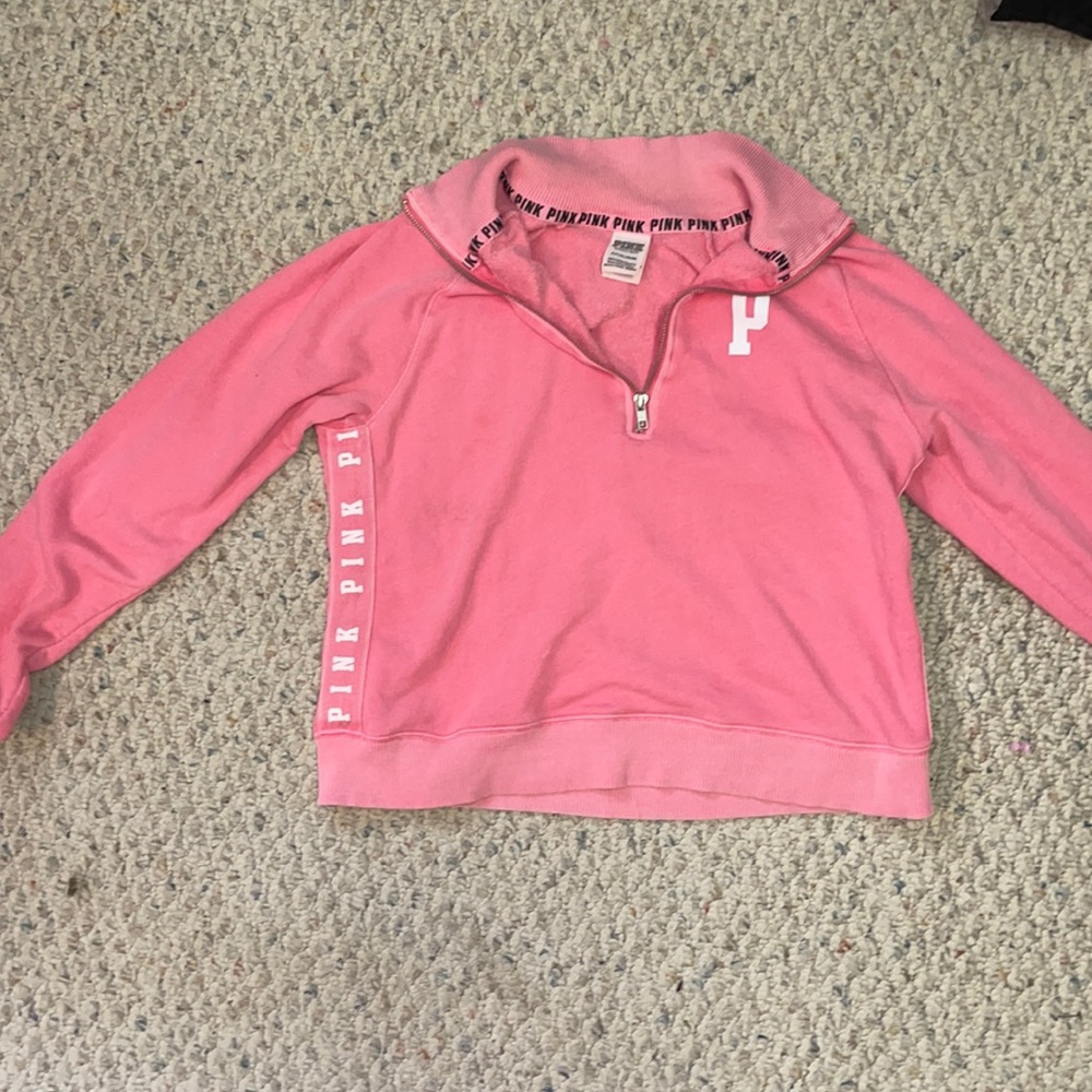 women’s pink quart zip sweatshirt